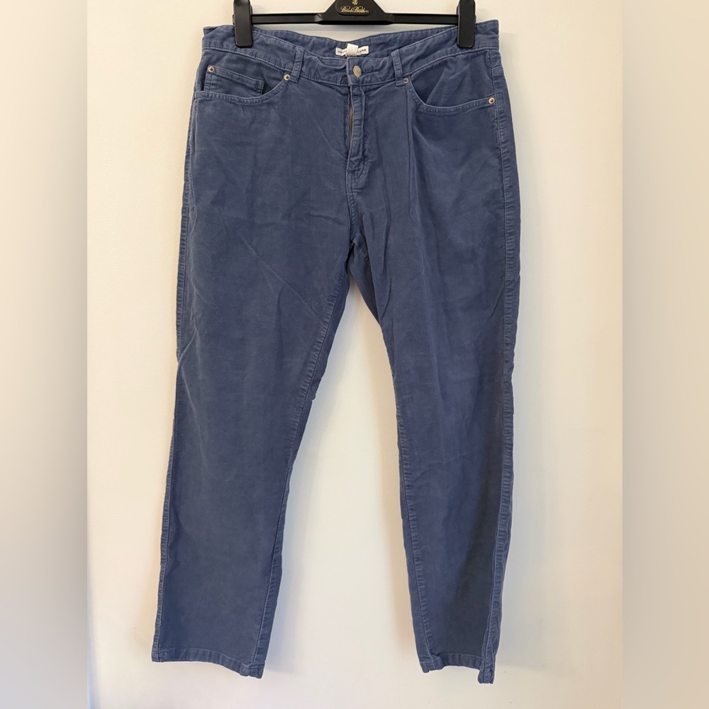 Peter Millar Pants Mens 34 Blue Corduroy Straight Leg Five Pocket Classic Casual